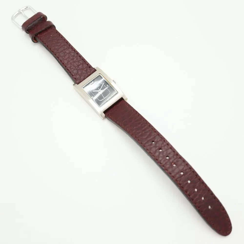 Vestal Electro Women's Tank Watch 24mm Rectangle Black Dial Brown Leather Strap